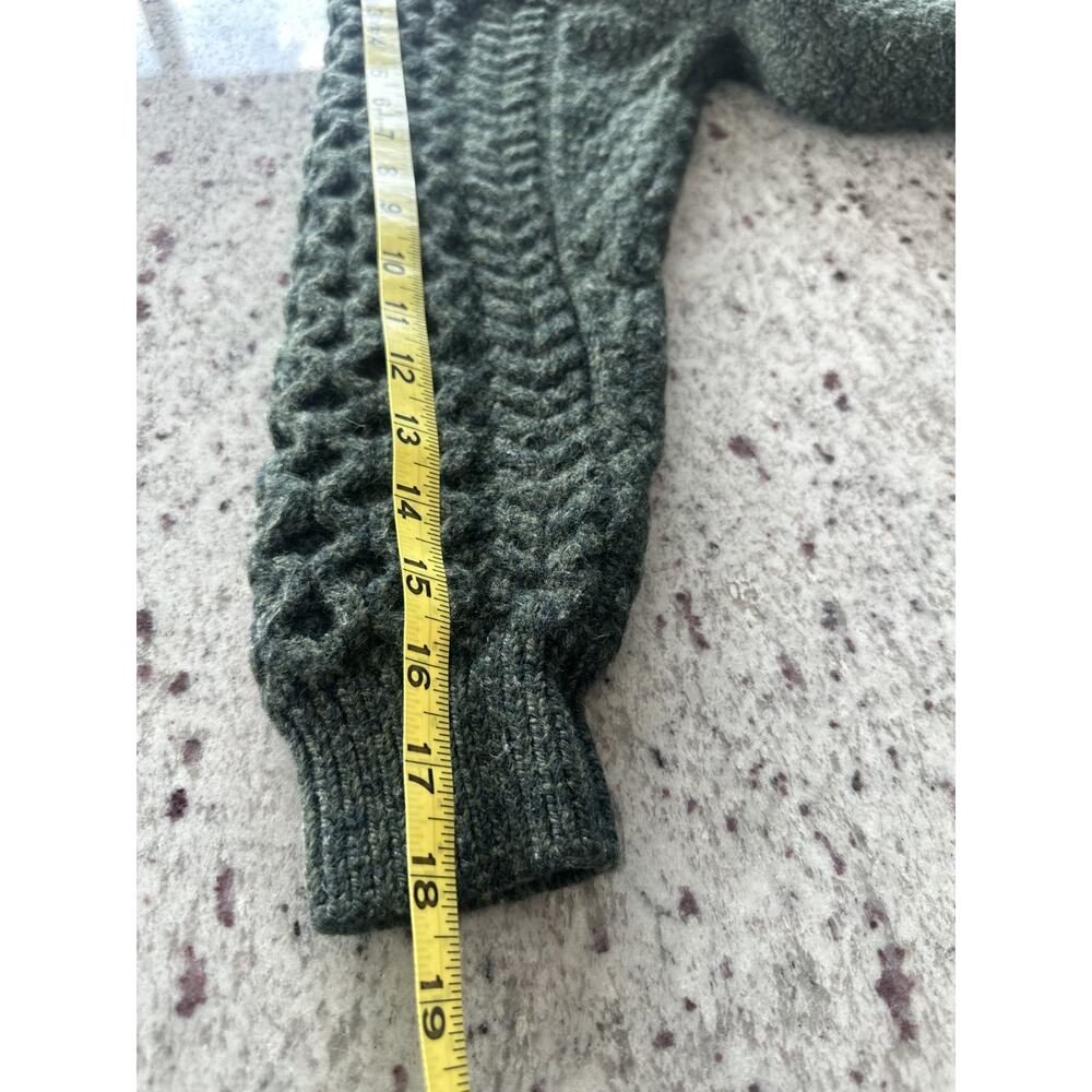 Aran Sweater Market 100% Merino Wool Turtleneck Honeycomb Knit Green Women’s L - Picture 7 of 9